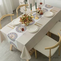 Serie di tessuti da tavola stampata per tovaglia impermeabile anti-scala rettangolare per la casa per la festa degli arredi per sala da pranzo R230819