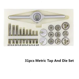 Inne narzędzia ręczne 31PCS Tap i zestaw matrycy M1,0 M.1 M1.4 M.6 M.8 M2,0 2,2 M.5 Bit Bit HSS Gwint 230727