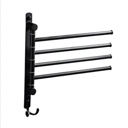 Stainless Steel Black Finish Swing Out Towel Bar Folding Arm Swivel Hanger Holder Folding Movable Bath Towel Bar T2009163184