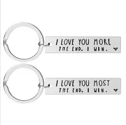 Keychains Lanyards I Love You Most More The End Creative Keyrings Win Couples Keychain Stainless Steel Key Holders