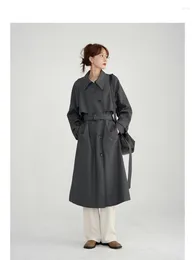 Damen-Trenchmäntel, dunkelgrau, Windjacke, mittellanger Mantel, modische Jacken, koreanischer Stil, tragen, Frau, Winter, 2023, Büro-Regenmantel