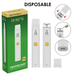 Scatola imini penne a vaporizzazione usa e getta 1 ml 2 ml dispositivo ricaricabile vuoto olio spesso 300 mAh batteria ecigs kit baccelli vasi visivi voper wape nella bobina ceramica di stock cartuccia vuota