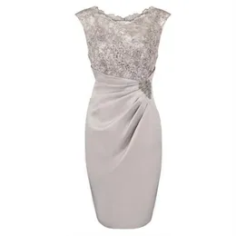 Selling Knee Length Chiffon Scoop Mother Of the Bride Dresses In Stock with Lace Beaded282G