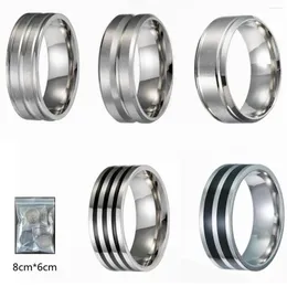 Wedding Rings 5pcs/lot Classic Men's Stainless Steel Anxiety Fidget Band Minimalist Jewelry Birthday Accessories Gift For Men