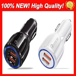 Top Car Dual USB Charger Quick Charge 3 0 Laddning av mobiltelefon 2 Port USB Fast Car Chargers för iPhone Samsung Huawei Tablet CAR-2153