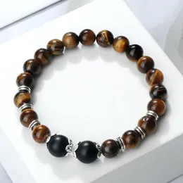 Strand Kralen Armband 8mm Natuurlijke Tijgeroog Steen Mannen Black Lava Onyx Kralen Armbanden Vrouwen Yoga Gebed Armbanden sieraden Geschenken