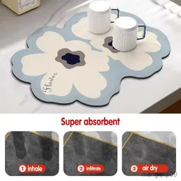 Carpets Kitchen Water Pad Drying Dishes Drain Mat For Bar Cup Sink Countertop Protector Bathroom Coffee Maker Pad R230728