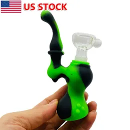 4.3Inch silikon kalebass vattenrör rökning shisha bubbler bong + 14mm glas skål