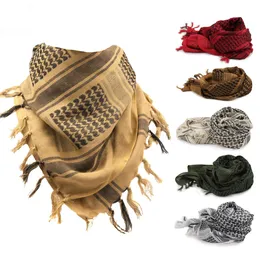 Scarves 100% Cotton Thick Arabic Scarf Men's Winter Military Kefir Windproof Scarf Muslim Headband Shemagh Tactical Desert Square War Game 230728