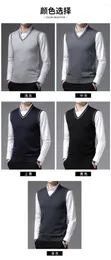 Men's Vests 2023 Autumn/winter V-neck Wool Vest Solid Color Sweater Cashmere Sleeveless