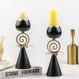 Candle Holders Creative Luxury Black Plating Holder Holiday Wedding Party Arrangement Props Home Decoration