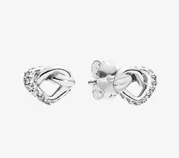 Kadınların düğümlü kalp küçük saplama küpeleri, 925 sterlini gümüş aşk kalpleri için köpüklü yaz mücevherleri orijinal kutu9532957 ile küpe