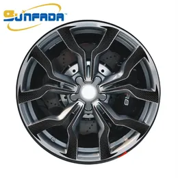 Black Wheel Hub Carbon Fiber Car Stickers For AUDI R8 External Decal Car Styling 18 inch 19 inch Wheel225G
