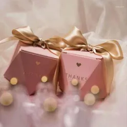 50 x kreatywny różowy w stylu różowego w stylu diamentów Favors Candy Boxes Bomboniera Sachet Sugar Chocolate Box Party Dostawaj podziękowania Box12467