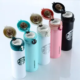 Whole Top Quality Starbucks Water Bottle High Capacity Glass Stainless Steel Thermal Insulation Cup 500ML 5 Styles223C