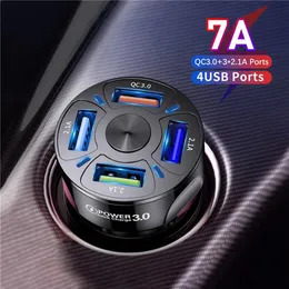 4 منافذ Multi USB Car Charger 48W Quick 7a Mini Fast Charging QC3 0 لـ iPhone 12 Xiaomi Huawei محول الهاتف المحمول Android Devic274f