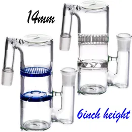 Ash catcher 18mm 14mm perc joint 90 degree honeycomb Blue green three tiers for bongs glass water pipes dab rigs recycler oil rig bubblers