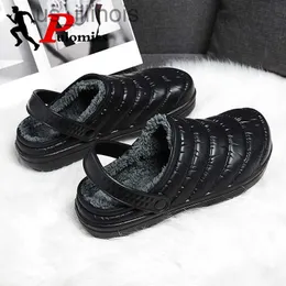 Slippers PULOMIES Men Women Slippers Ladies Slippers Winter Warm Slippers Waterproof Indoor Home Fur Slippers Casual Plush Couple Slipper J230728