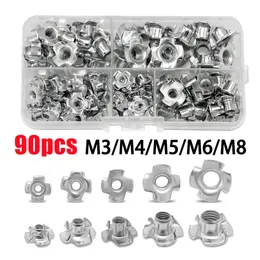 ツールパーツ90pcs 4つのプロング爪SERナットM3 M4 M5 M6 M8ブラインドインサート木材家具リベットファスナー230727用メッキティング亜鉛