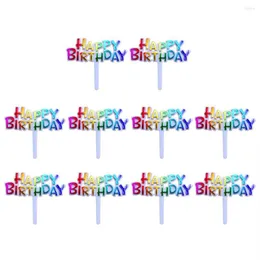 Forniture festive 50PCS Plastica colorata Happy Birthday Cake Toppers Decorativo Cupcake Muffin Cibo Scelte di frutta Decorazione per feste S271V