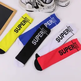 Men's Socks Spring and summer children's fashion socks cotton super letter straight socks middle tube performance clothes hip-hop street sports socks