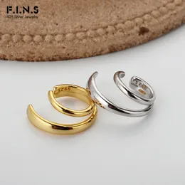 Ear Cuff F.I.N.S 1PC Korea Style 100% 925 Sterling Silver Glossy Ear Clip Geometric Ear Buckle No Puncture Brosk Fina smycken 230728