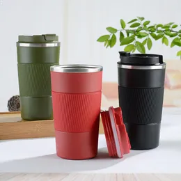 Water Bottles 380ml 510ml Stainless Steel Coffee Cup Thermal Mug Garrafa Termica Cafe Copo Termico Caneca Non-slip Travel Car Insulated