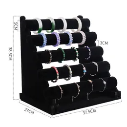 Smyckestativ stor sammet grå/svart 5 nivåer/lager armband hylldisplay rack butik dedikerad avancerad swing support stall 230727