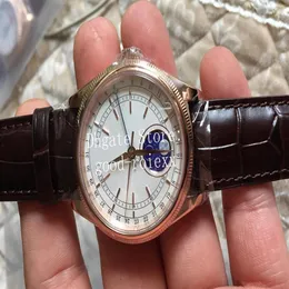 3 zegarki dla mężczyzn stalowe różowe złoto mechaniczne 2813 zegarek męski Cellini 50535 skórzana szkliwa księżycowa data Księżycowa wyświetlacz 267c