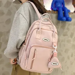 Школьные сумки ноутбук розовый женский кошелек для монеты водонепроницаемые студент книжная сумка Леди Кавайи модная девочка Nylon College рюкзак для женщин туристическая школьная сумка 230727