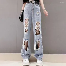 Women's Jeans 2023 High Waist Ripped Hip Hop Loose 2XL Women Pants Vintage Female Torn Trousers Streetwear