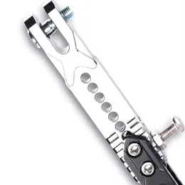 Aluminium CNC Motorrad verstellbare Unterstützung Seitenständer Rahmen Bein Kickstand modifiziert 10–60 mm schwarz Universal abgewinkelt richtig sicher S239M