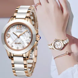 ساعات المعصم Sunkta الكريستال الفاخرة الساعات مقاومة للماء Rose Gold Gold Women Top Bracelet Hight Relogio Femininobox 230727