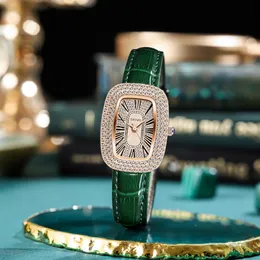 Relógios femininos de alta qualidade, luxo, moda casual, diamante, à prova d'água, quartzo, bateria, retângulo, relógio de 25 mm