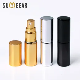 Perfume Bottle 100 pieces/batch 5ML portable UV glass refillable perfume bottle spray bottle with aluminum atomizer empty sample container 230728