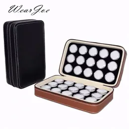 Smycken Stand Loose Gemstones smycken Display Box Beads Organizer Container Round Gem Box Pu Leather Diamond Exhibition Lagring Bärande fall 230728