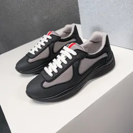 Com Box 2023 Designer Shoes America Cup Sapatos casuais tênis tênis Mens respiráveis borracha macia e tecidos de bicicleta esportes de sapatos de renda em tênis de corrida ao ar livre DHG