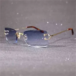 50% rabatt på solglasögon 2023 Rimless för män och kvinnor lyxiga carterglasögonram med färgglada linser klassiska glasögon trendiga gafas de solkajia nya