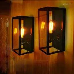 Lampa ścienna nowoczesne vintage American Country Luster Glass Box prostokąt Edison Sconce Industrial Bar Bathroon Lighting Optora