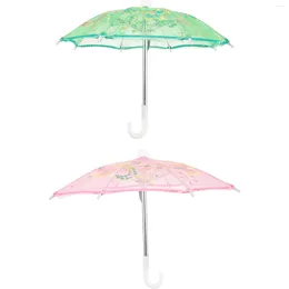 Ombrelli 2 pezzi House Lovely Umbrella Desktop Cute Mini Rain Decorazioni per bambini Bambole americane decorative per bambini in metallo