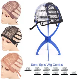 Шапки для париков 5-10 шт./Сумка пластиковая сетка сетки сетей с регулируемыми шариками парика Плетена прочная прочная черная фиолетовая бежевая коричневая купольная крышка для парика 230729