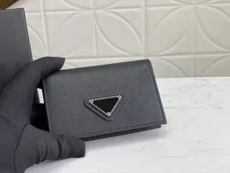 Mens Designer Card Holders Luxury Triangle Mark Wallets Högkvalitativa Milano Famous Stylist Purses Fashion Silver Metal Letters Manlig kopplingsväska med originallåda