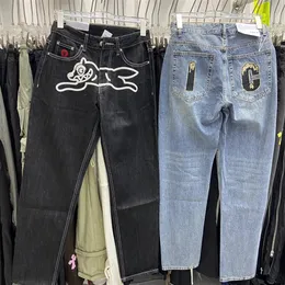 Prawdziwe zdjęcia czarne niebieskie spodnie dżinsowe High Street Haftowane skórzane mężczyźni rozciągnij moda moda moduł dżinsy męskie 345d