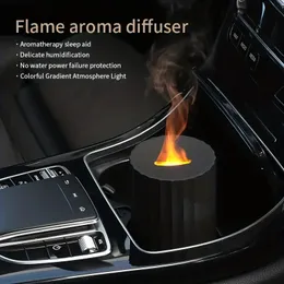 1pc New Vehicle Mounted Flame Aromatherapy Machine USB Colorful Atmosphere Light Household Automatic Fragrance Sprayer Flame Humidifier Water Free Automatic