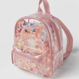 Backpacks Confetti Transparent Backpack Kids Ladies School Bag Kindergarten Children Color Confetti Ornament Backpack 230729