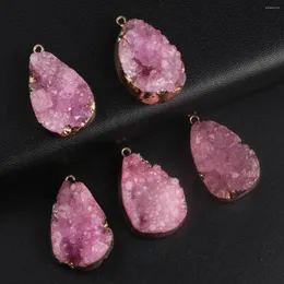 Collane con ciondolo Forma di goccioline d'acqua Cluster di cristallo rosa naturale Guarigione Reiki Creazione di gioielli Accessori per orecchini collana fai-da-te