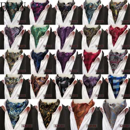 Boyun bağları katı siyah erkekler vintage kaju fıstığı çiçek foral cravat ascot scrunch kendini İngiliz beyefendi ipek dokuma boyun kravat 230728