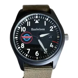 Relógios masculinos Flight Vários pulseira de nylon verde militar 42 mm PVD roda preta Caixa de aço 2813 Movimento automático Marcadores de hora Relógio de pulsoe2406