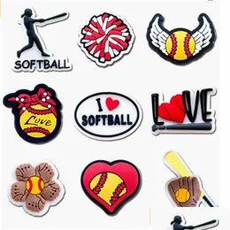 Accessori per parti di scarpe Softball Baseball Charm Football Jibiz per intasare Charms Pins Drop Delivery Series a caso