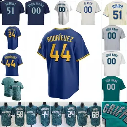 2023 All-Star Game Julio Rodriguez Baseball Jersey Ken Griffey Jr Ichiro Suzuki Luis Castillo George Kirby Eugenio Suarez Robbie Ray Kolten Wong Teal